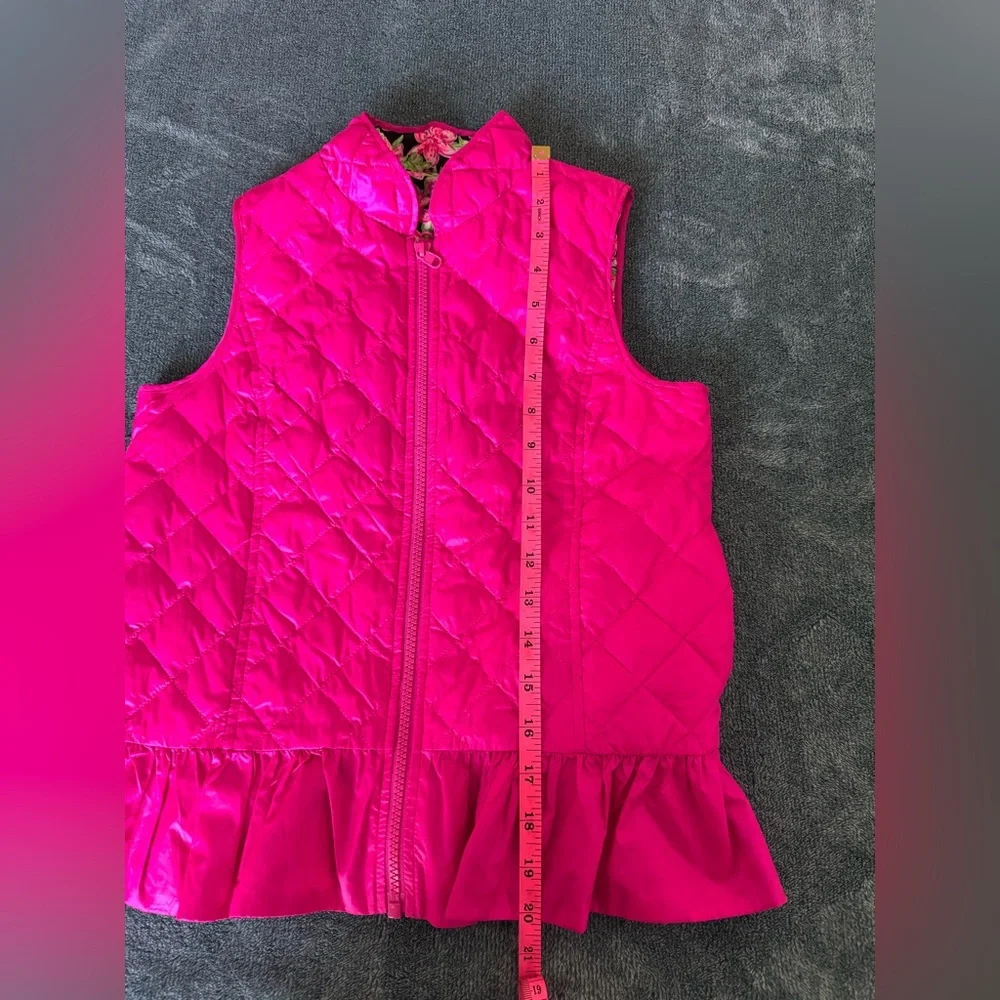 Lilly Pulitzer Girl's Pink & Floral Melanie Reversible Vest Size L 8-10 Ruffle
